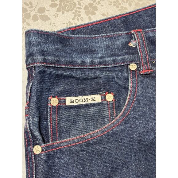 Y2K Boom X Red Outlined Hip Hop Jean Shorts Size 38 - Picture 4 of 12